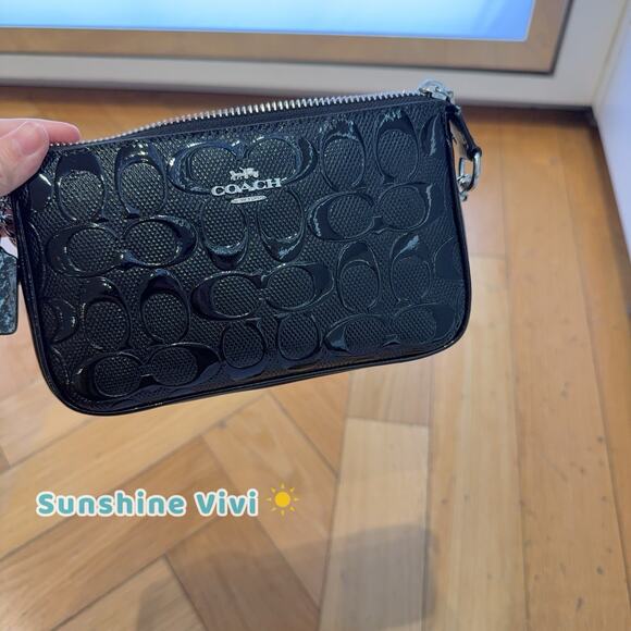 NWT Coach Nolita 19 In Signature Leather With Heart Charm CCZ27 Silver Black - Picture 6 of 7